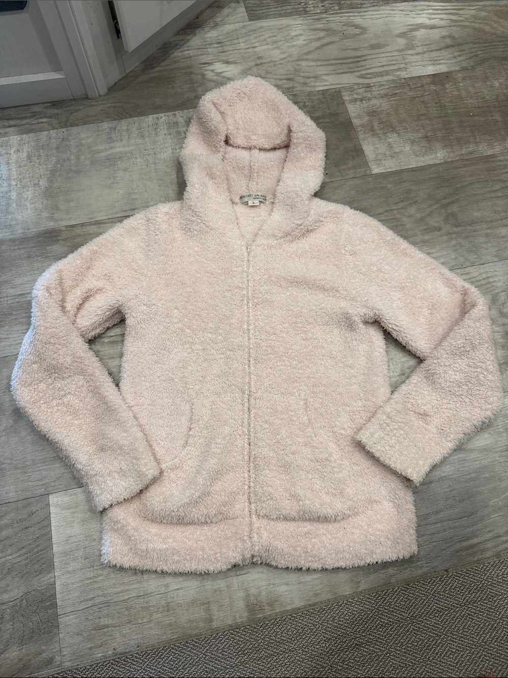 Barefoot Dreams Light Pink Plush Hooded Zip Sweater